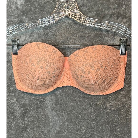 Victorias Secret Women Y2K Colorful Eyelet Multi Way Demi Cup Bra 34DD Orange - Picture 1 of 10